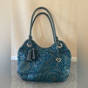 Brighton Teal Floral Embossed Shoulder Bag